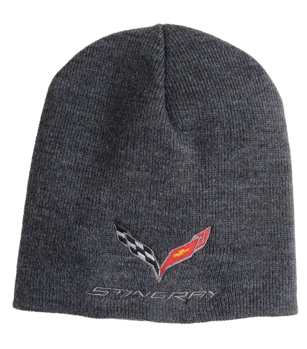 3527 C7 Corvette Flag Knit Pullover Beanie - Made in USA - Officially